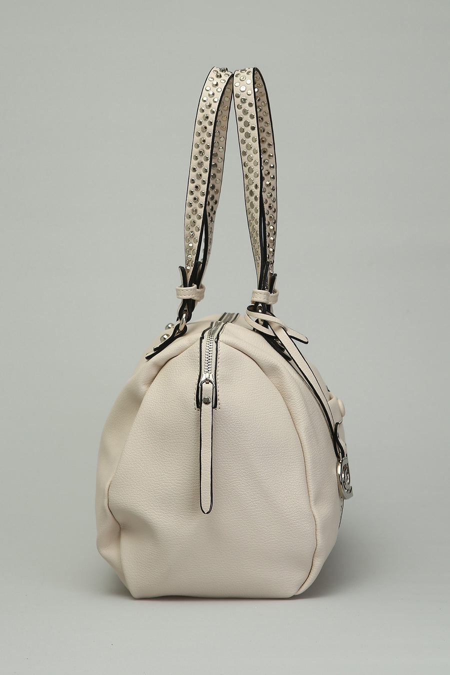 Cream Women's Shoulder Bag with Staple Detail