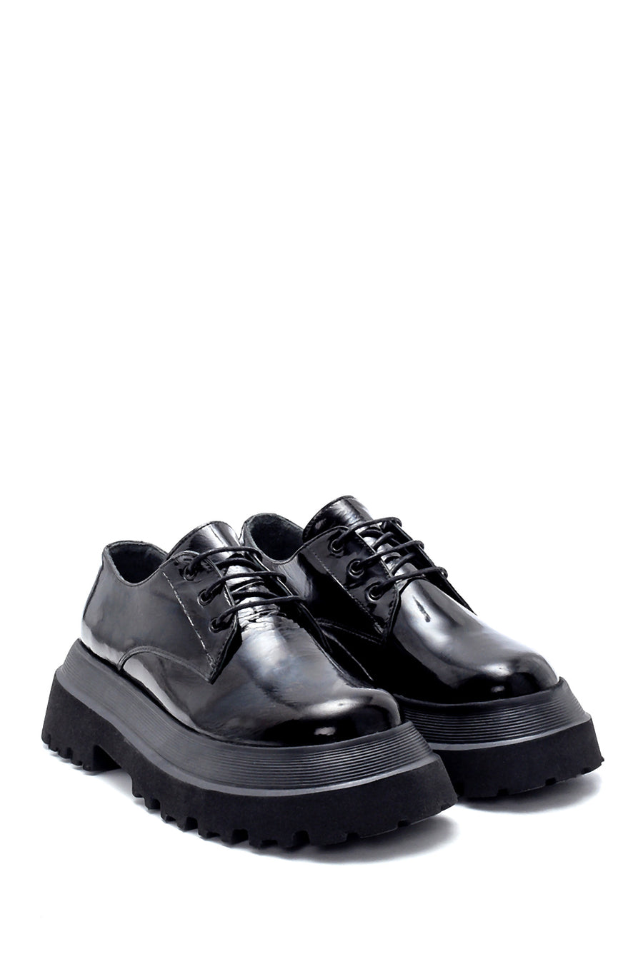 Women's Leather Patent Leather Thick Soled Shoes