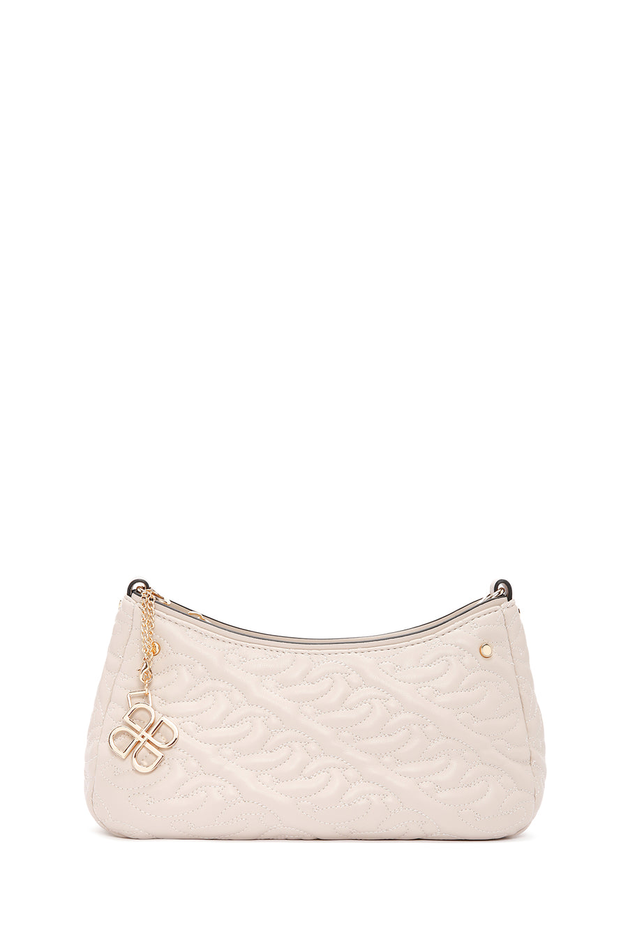 Women's Beige Long Strap Quilted Handbag