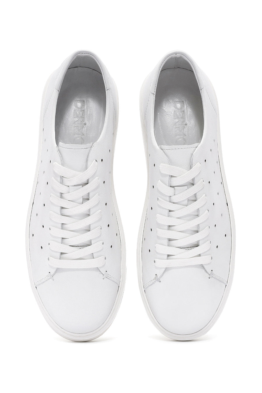 Erkek Beyaz Bağcıklı Kalın Tabanlı Deri Sneaker