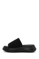 Women's Black Thick Soled Fabric Slippers | Derimod