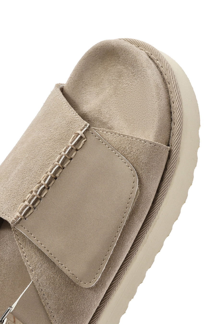 Women's Beige Strappy Suede Leather Sandals