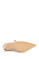 Women's Beige Ankle Strap Thin Heel Leather Stiletto | Derimod