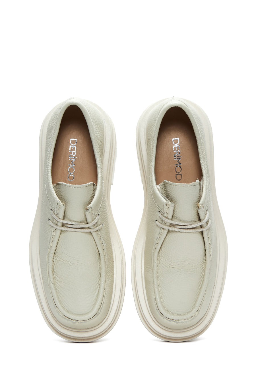 Women's Beige Leather Masculine Loafer