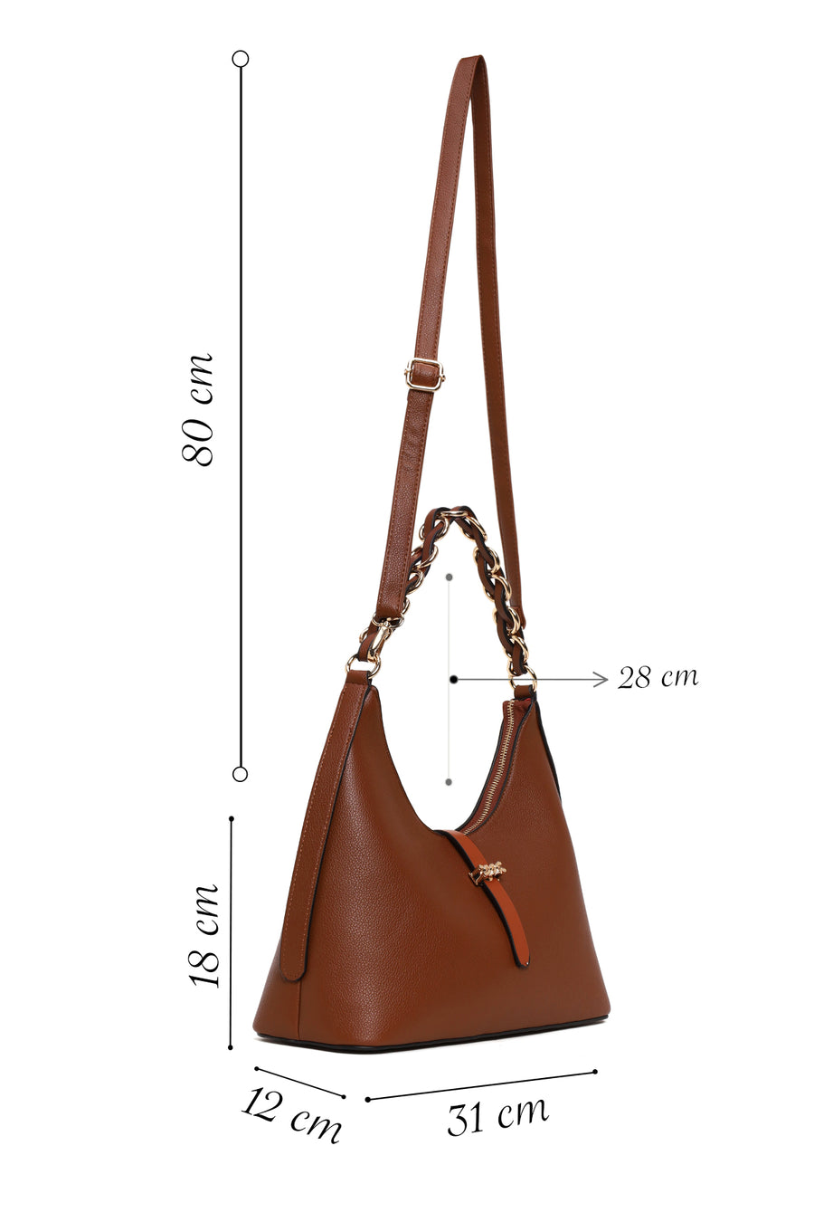Woman Brown Long-Strap Shoulder Bag
