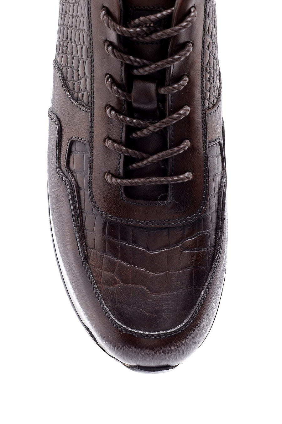 Erkek Kroko Desen Detaylı Deri Sneaker