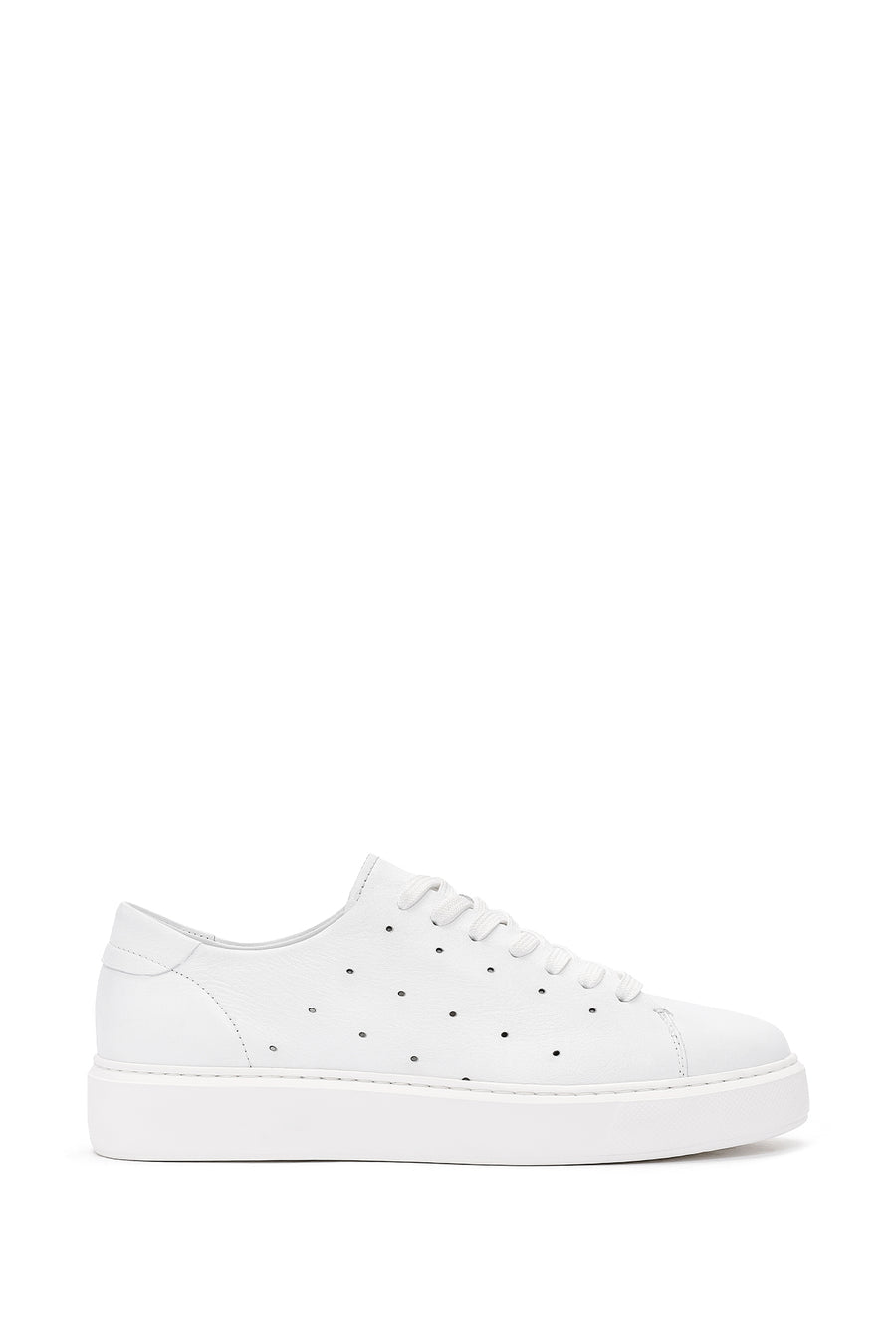 Erkek Beyaz Bağcıklı Kalın Tabanlı Deri Sneaker 25SFD750618 | Derimod