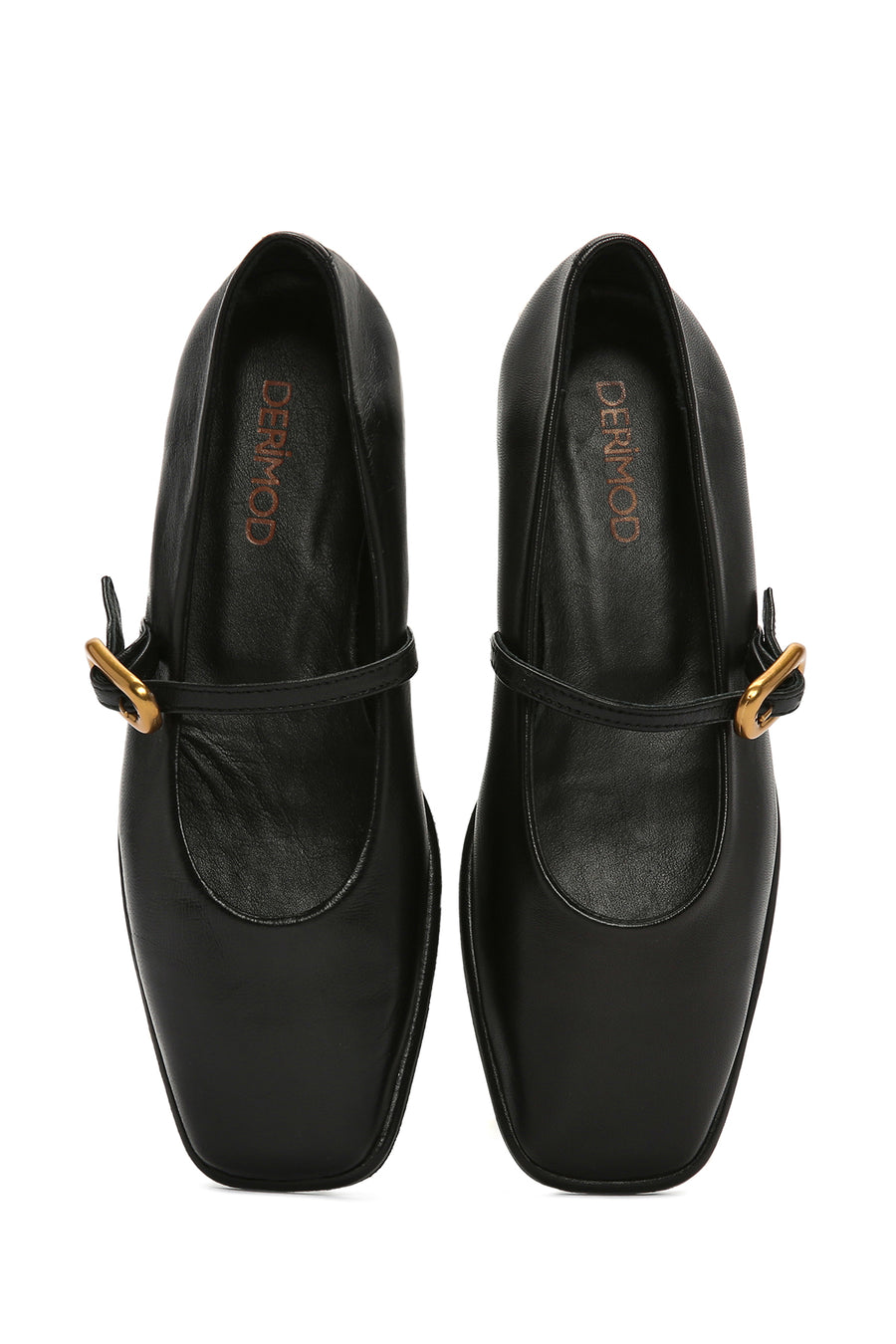 Women's Black Leather Ballerinas