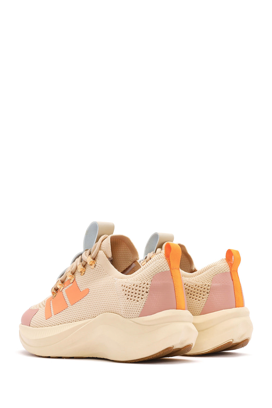 Derimod Zero Kadın Bej Kalın Tabanlı Bağcıklı Kumaş Sneaker