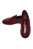 Woman Burgundy Leather Masculine Loafer | Derimod