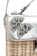 Women's Silver Accessory Long Strap Straw Crossbody Bag | Derimod