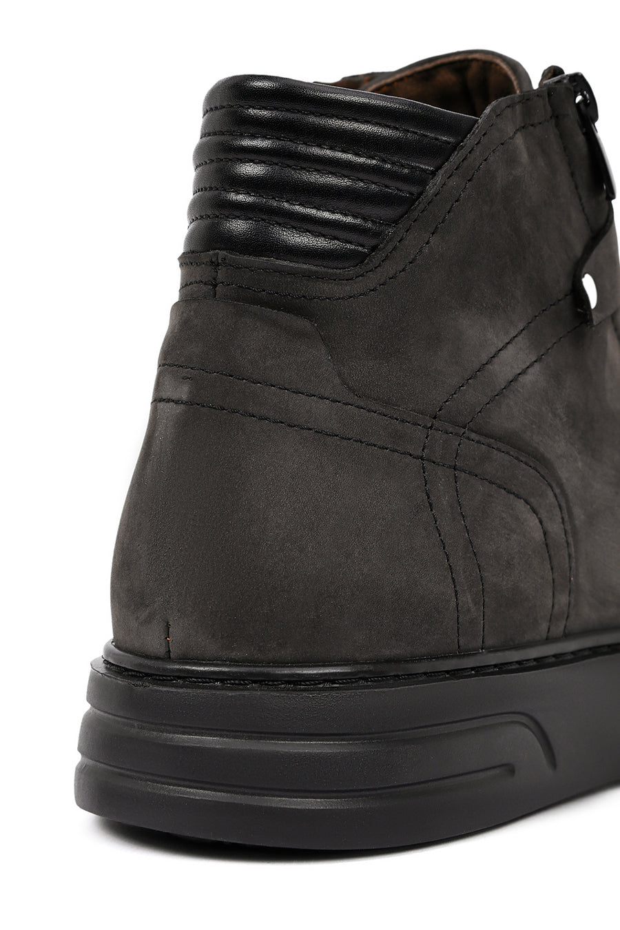 Men's Gray Double Zipper Thick Sole Nubuck Leather Sports Boots