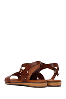 Women's Brown Buckle Leather Bodrum Sandals | Derimod