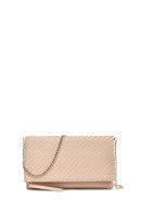 Women's Beige Long Chain Strap Braided Clutch Bag | Derimod