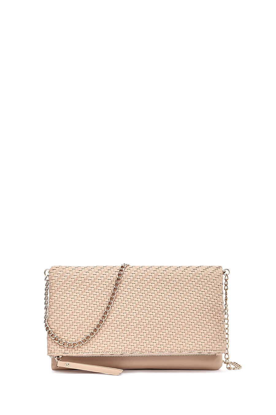 Women's Beige Long Chain Strap Braided Clutch Bag 25SBD293429 | Derimod