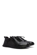 Men's Black Lace-Up Leather Casual Sneaker | Derimod