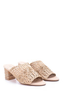 Women's Straw Heeled Slippers | Derimod