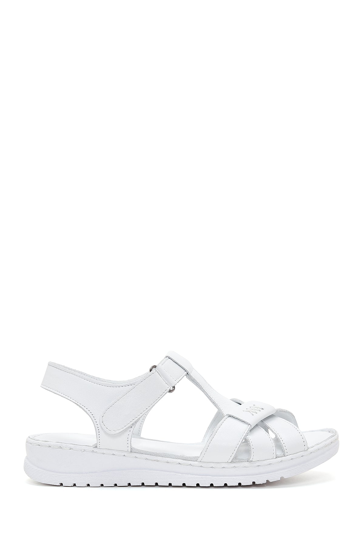 Kadın Beyaz Bantlı Deri Comfort Sandalet 24SFD340118 | Derimod