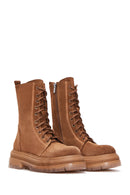 Women's Tan Suede Leather Boots | Derimod
