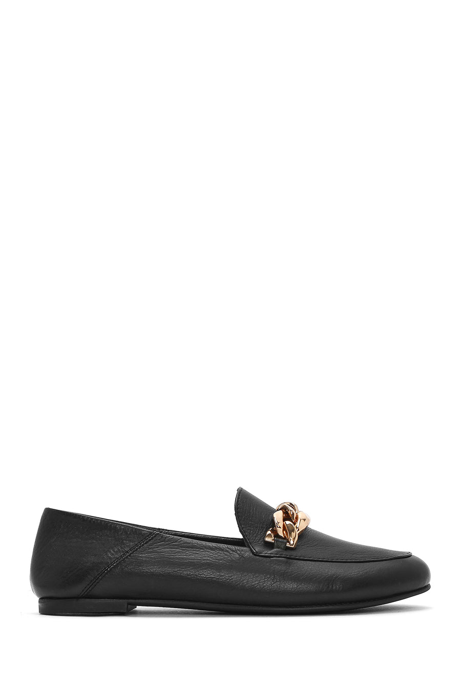Kadın Siyah Tokalı Deri Maskülen Loafer 26PFD290018 | Derimod