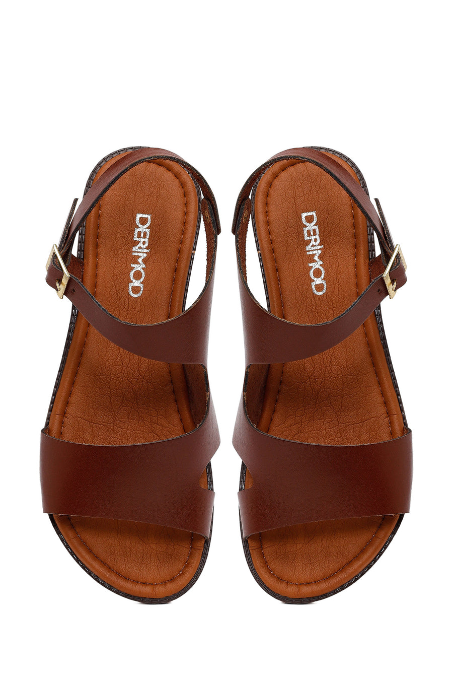 Women's Brown Buckle Leather Bodrum Sandals