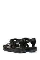 Women's Black Leather Comfort Sandals | Derimod