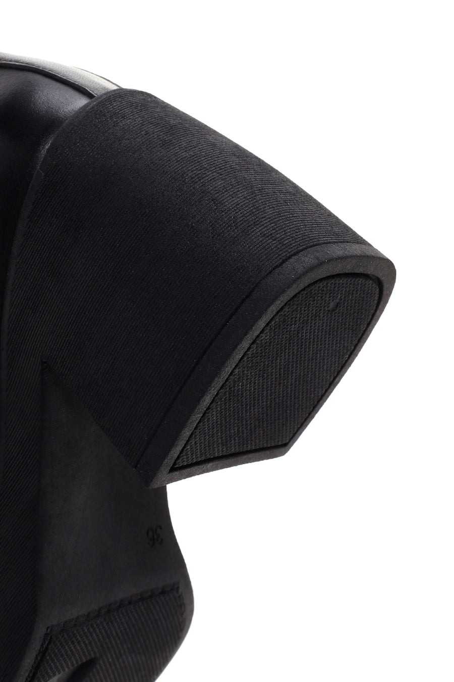 Women's Black Thick Heeled Zippered Leather Boots