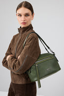 Gina Women's Brown Stand Collar Oversize Short Suede Leather Jacket | Derimod