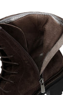 Woman Brown Zip Closure Thick-Soled Suede Combat Boots | Derimod