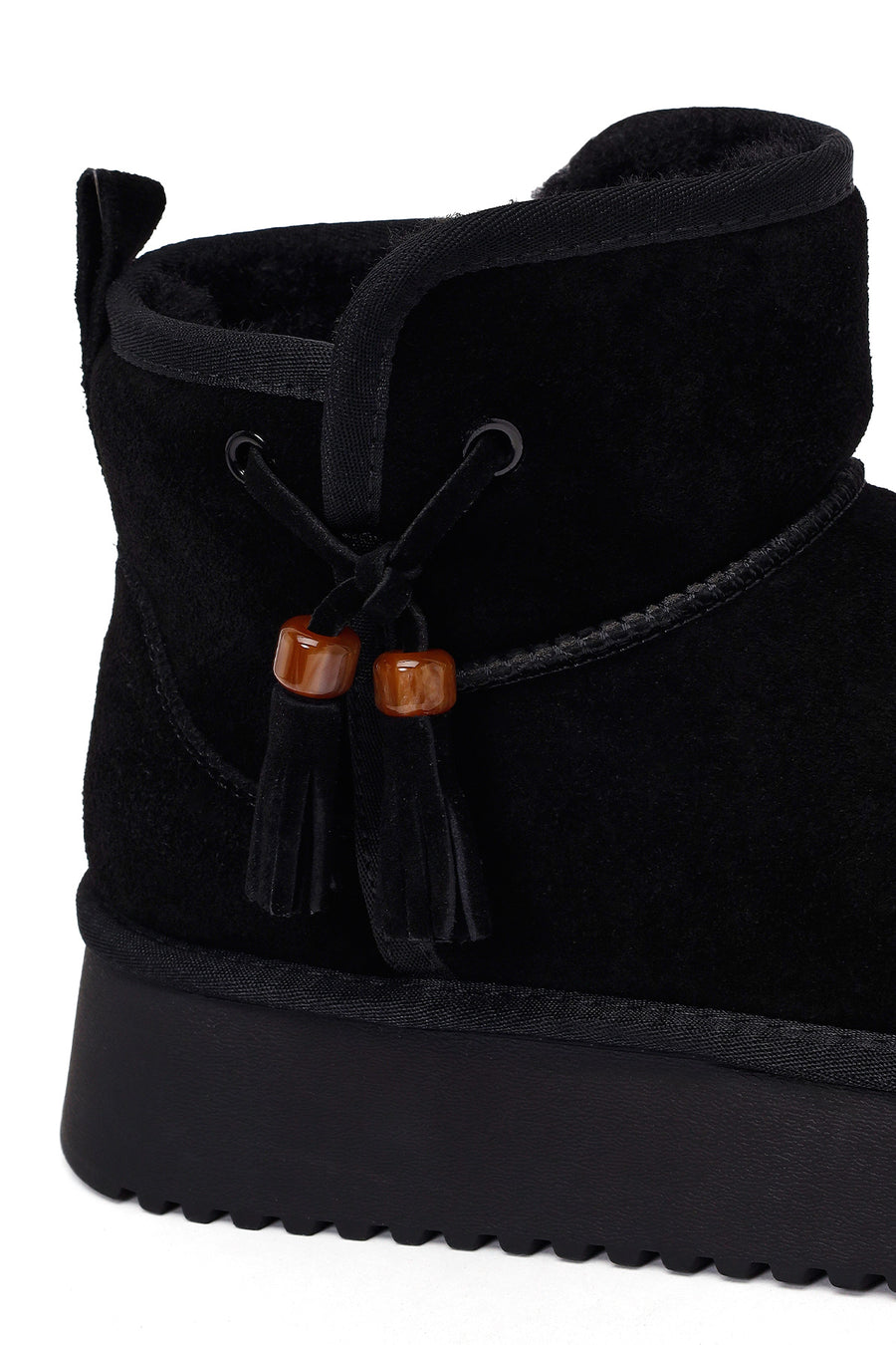 Woman Black Thick-Soled Suede Teddy Boots