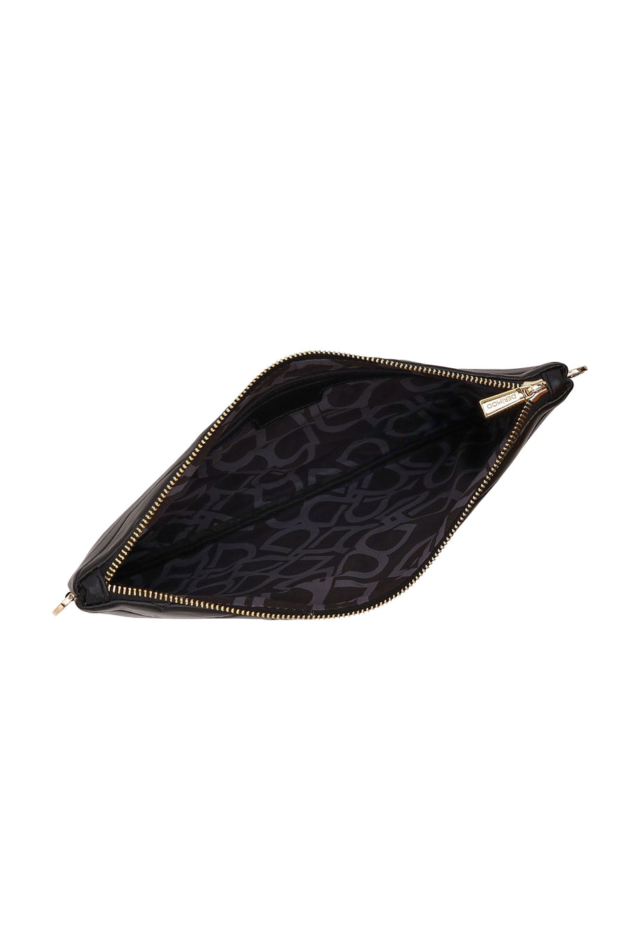 Woman Black Long Chain Strap Quilted Clutch Bag