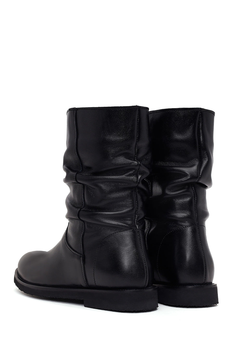 Woman Black Leather Casual Boots