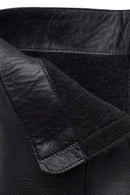 Woman Black Zip Closure Thick-Heeled Leather Boots | Derimod