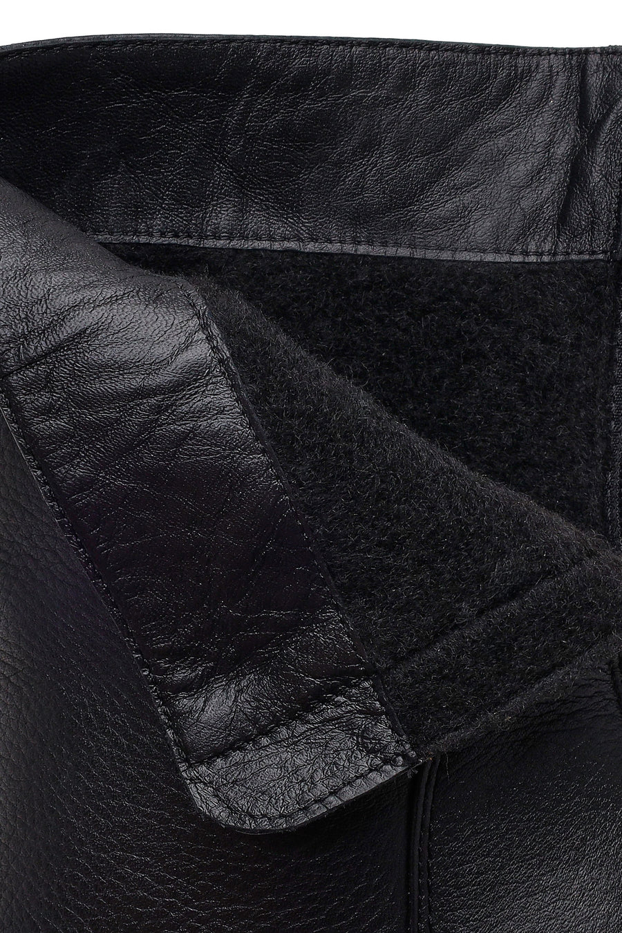 Woman Black Zip Closure Thick-Heeled Leather Boots