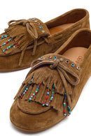 Women's Tan Tassel Suede Leather Loafer | Derimod