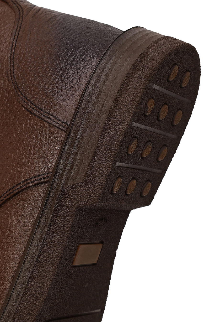 Male Brown Lace-up Zip Closure Leather Boots