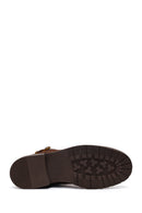 Woman Brown Zip Closure Buckled Suede Leather Boots | Derimod
