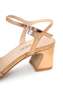 Woman Pink Ankle-Strap Buckled Embellished Chunky-Heel Sandal | Derimod