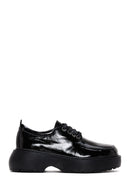 Women's Black Patent Leather Thick Soled Shoes | Derimod