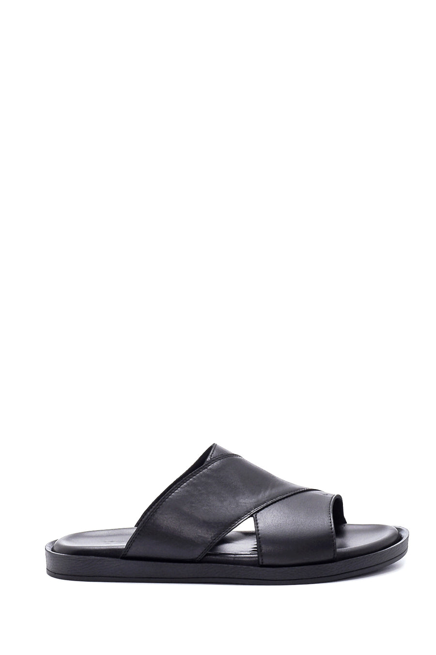 Men's Black Leather Slippers 22SFD6385FT | Derimod