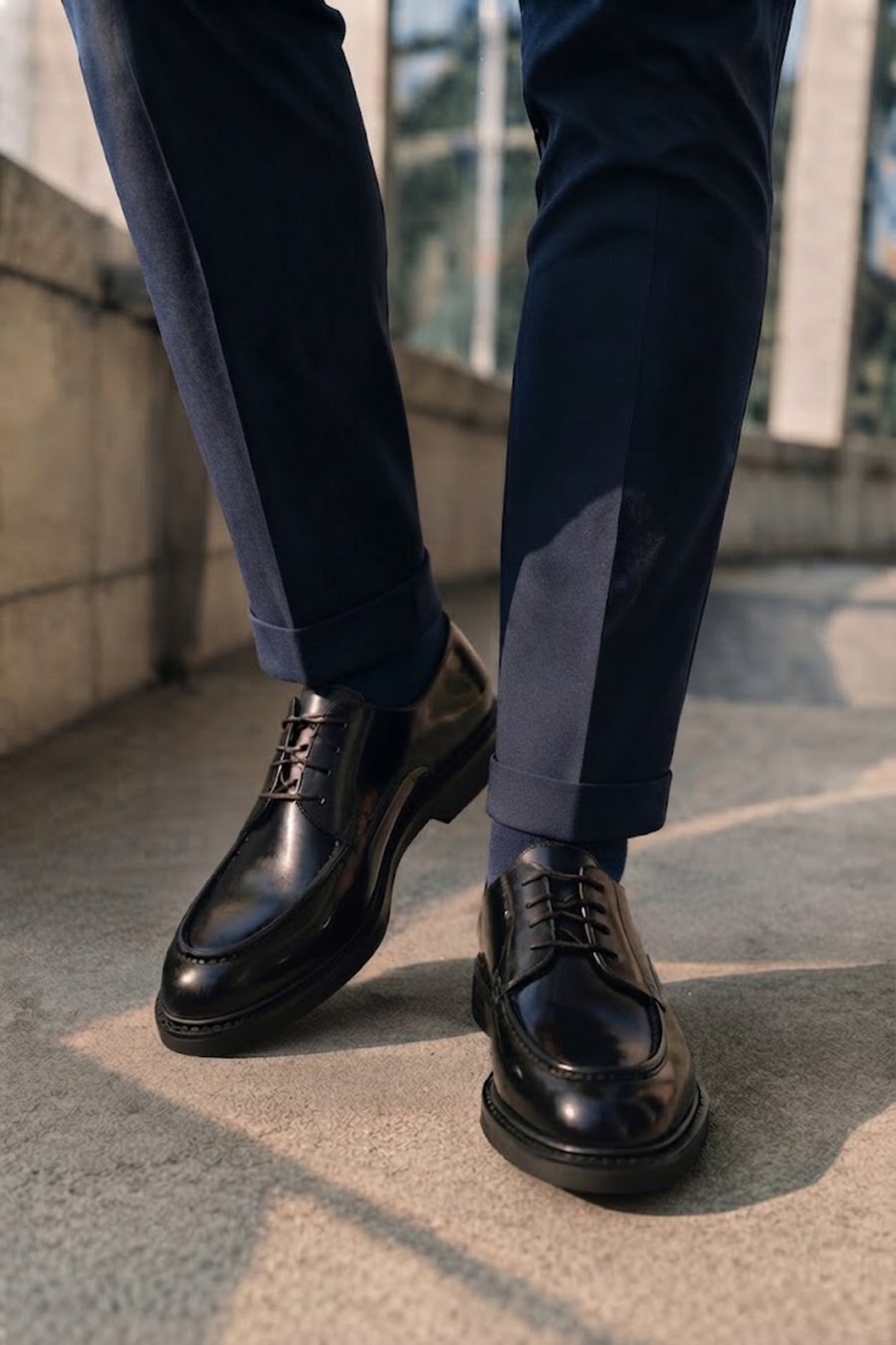 Male Black Lace-Up Leather Casual Shoes