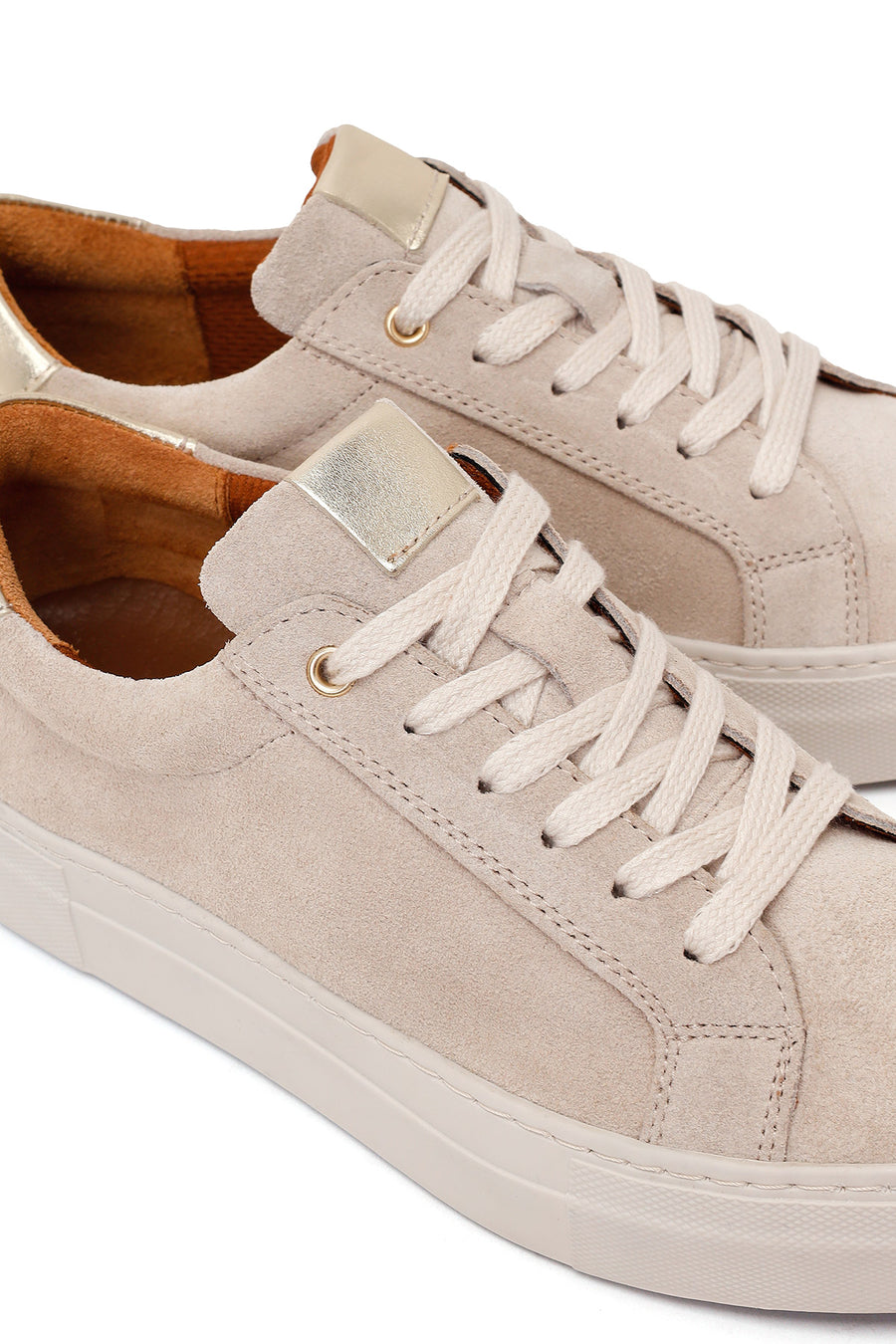 Kadın Bej Bağcıklı Süet Deri Sneaker