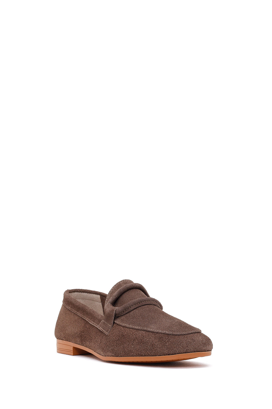 Kadın Vizon Tokalı Süet Deri Maskülen Loafer