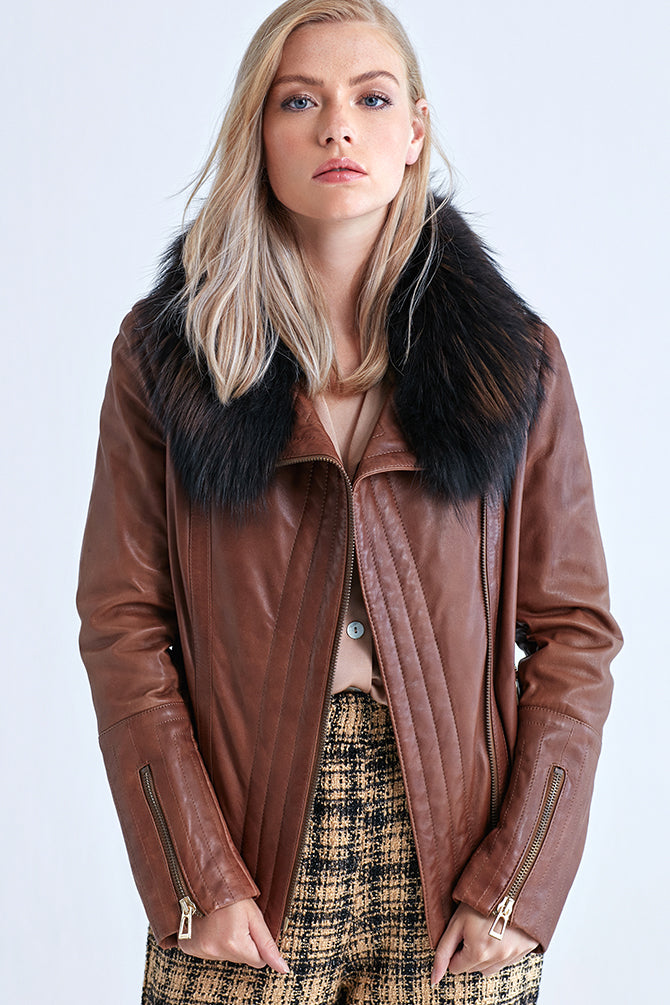 Cortina Women's Leather Jacket 14WGD5194U4 | Derimod