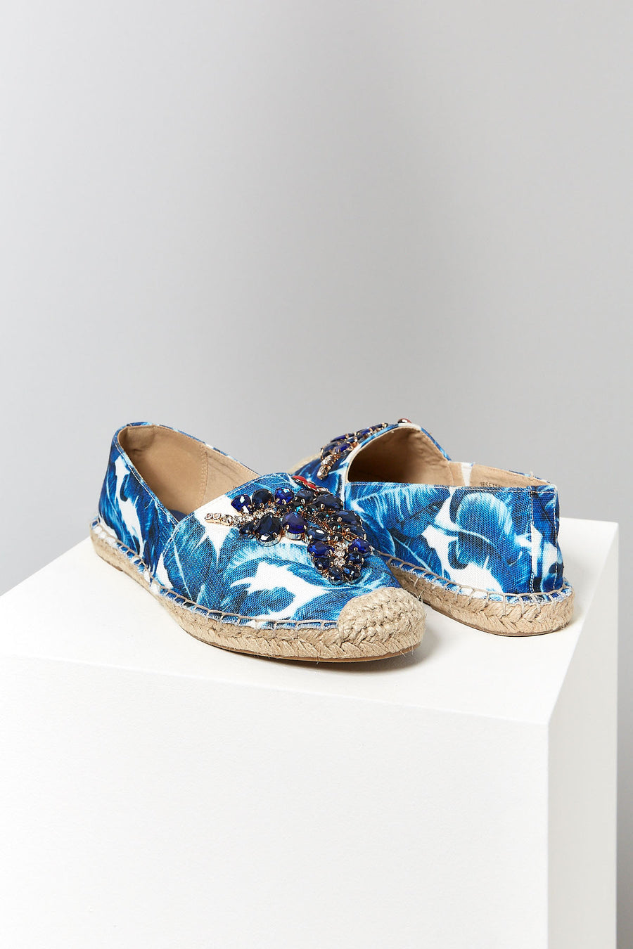 Embroidered Blue Women's Espadrilles