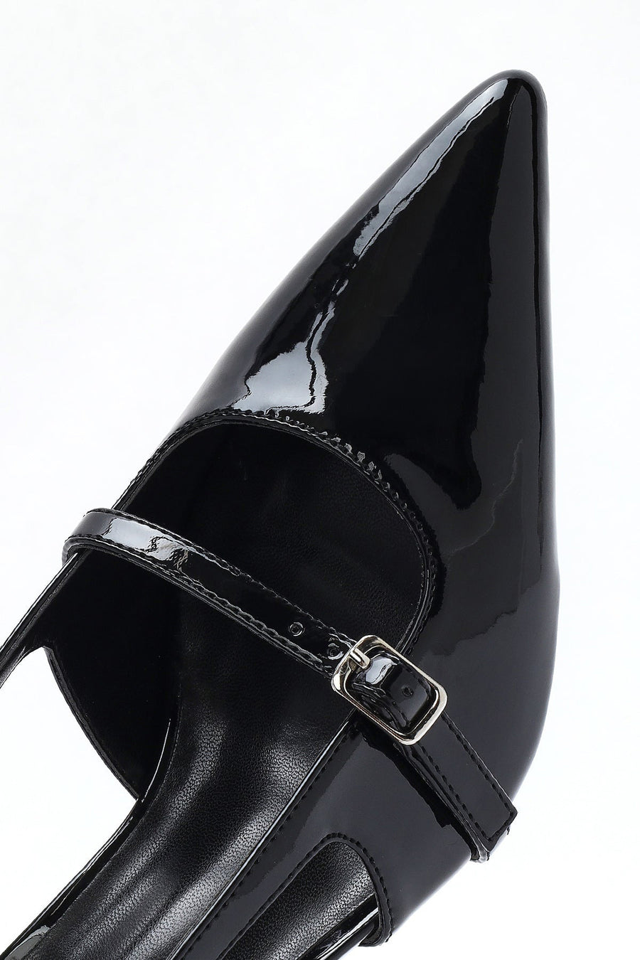 Women's Black Open Back Thin Heeled Shoes