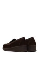Woman Brown Wedge Heel Suede Comfort Loafer | Derimod
