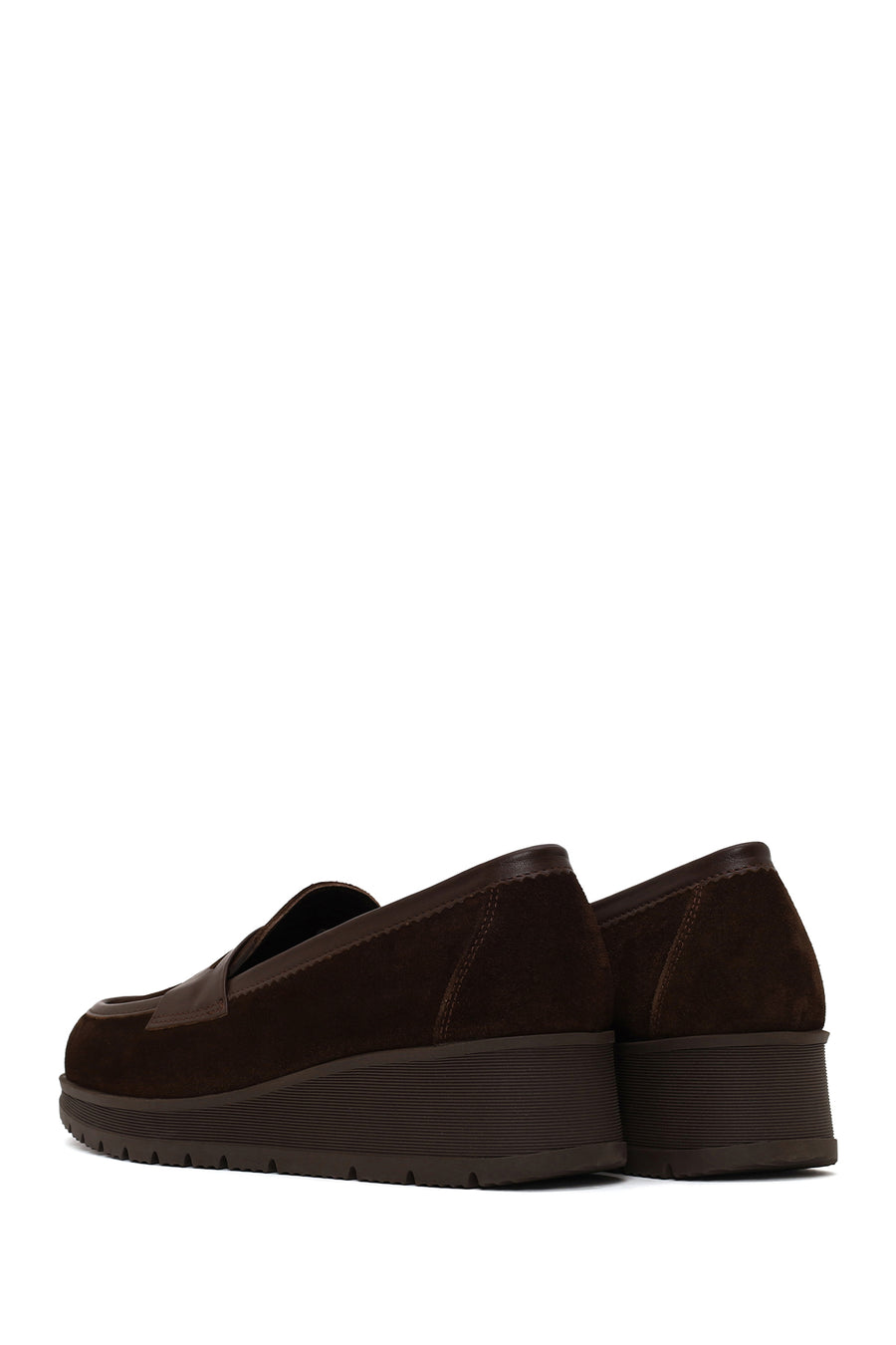 Woman Brown Wedge Heel Suede Comfort Loafer