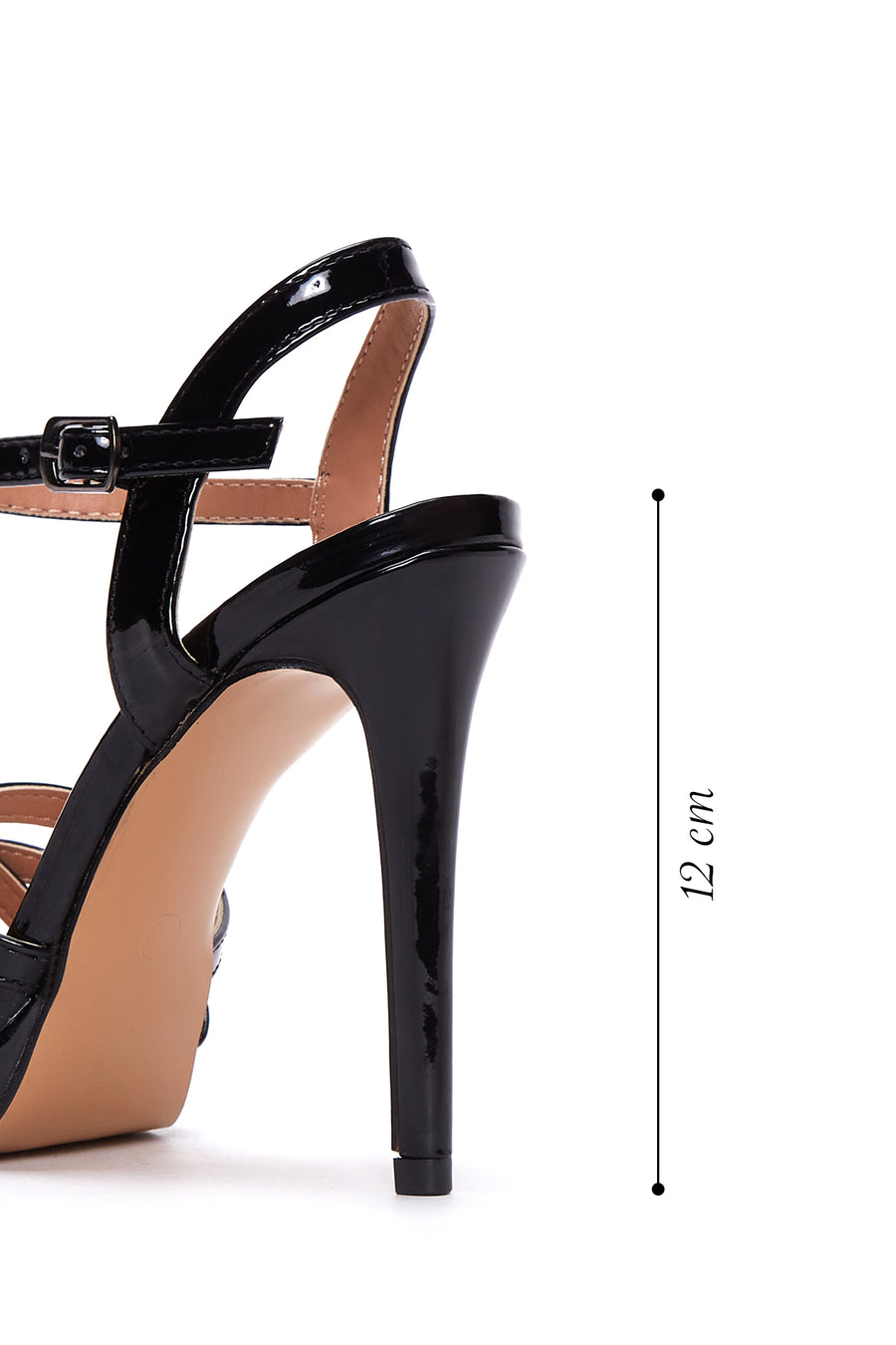 Women's Black Patent Leather Heeled Sandals