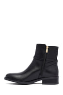 Woman Black Zip Closure Leather Boots | Derimod